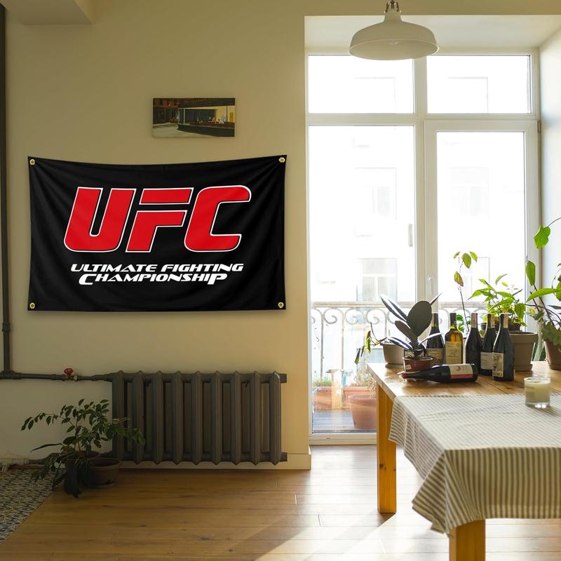 UFC Ultimate Fighting Champion Black Background Art Tapestry 3×5FT Bedroom Wall Art Tapestry For Family Dormitory Living Room