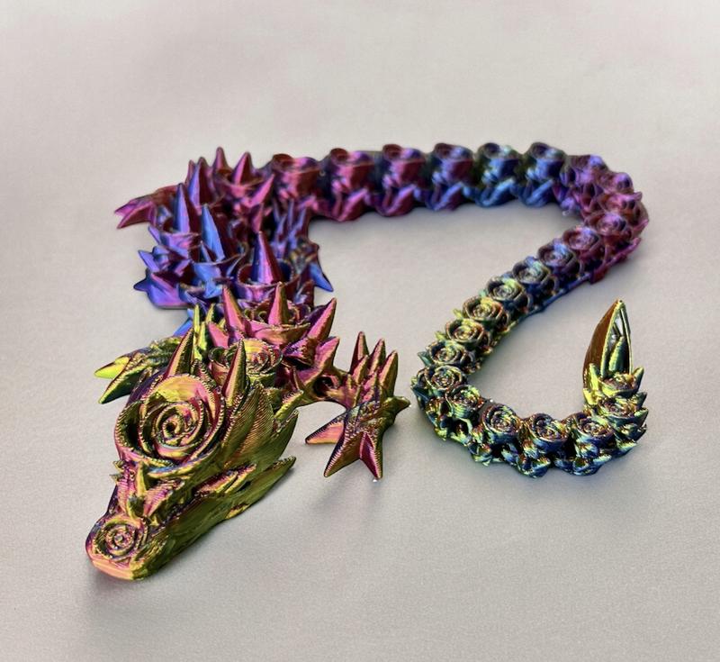 3D Printed Articulated Rose Dragon, Different sizes Available, Rainbow Colors Available Gift Lover