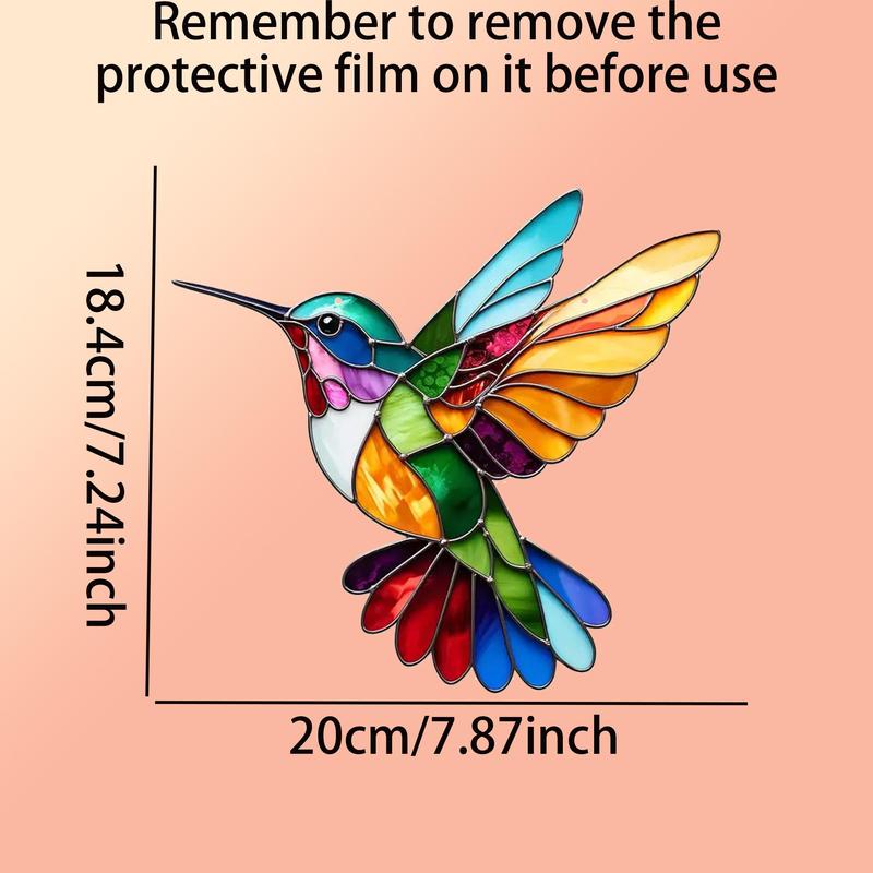 Hummingbird Shaped Hanging Decor, 1 Count Colorful Hummingbird Design Acrylic Hanging Ornament, Window Hanging Decor for Home Living Room Bedroom