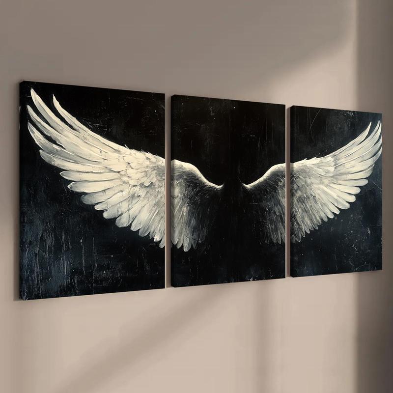 Angel Wings Pattern Canvas Painting with Frame, 3 Counts Modern Wall Art Painting Decoration, Canvass Wall Art Decor for Home Living Room Bedroom Office, Home Decor