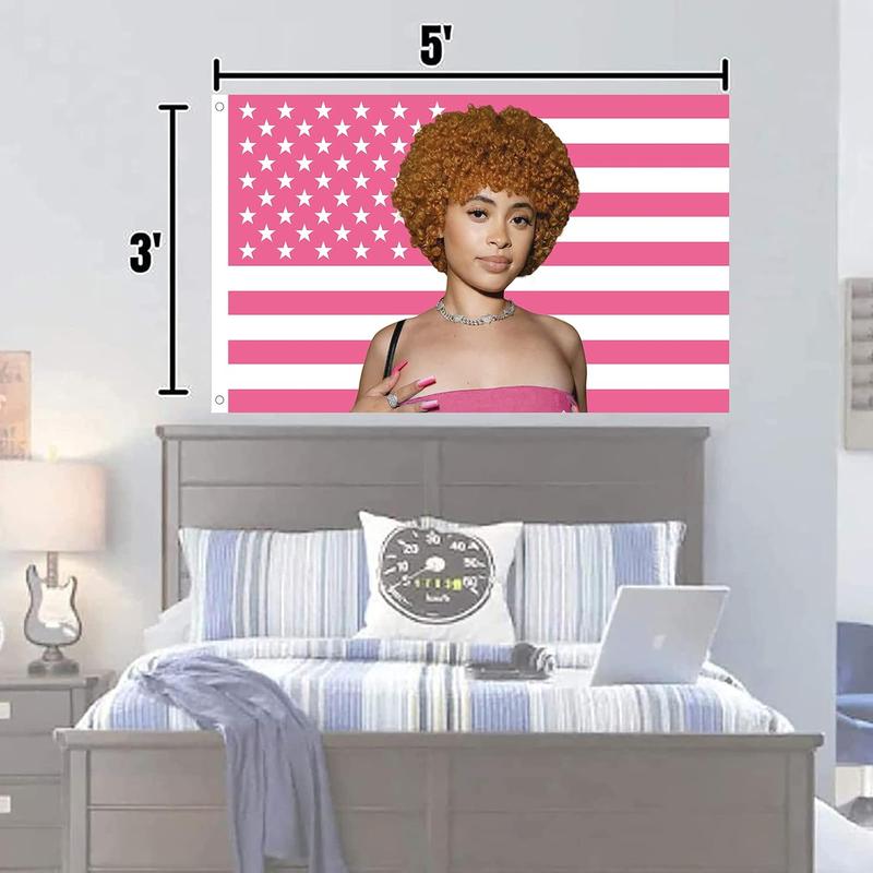 Rapper Spicy flag 3x5 Ft Outdoor Indoor,pink Icespice Poster American flag tapestry for Bedroom Living room dorm wall with Brass Grommets Vivid Color and Fade Proof Decorations