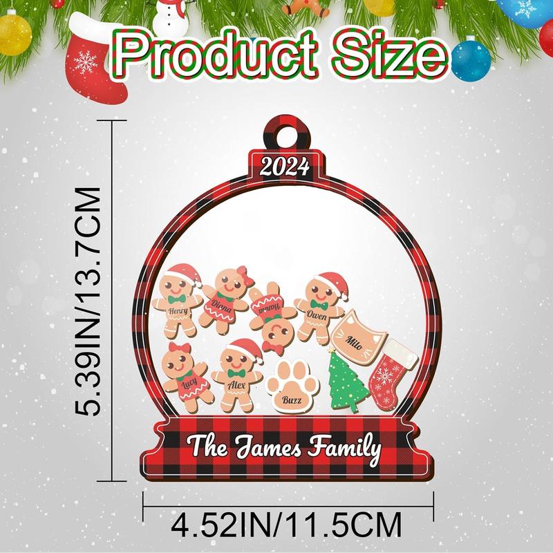 Cartoon Gingerbread Family Ornament, 1 Count Christmas Ornament, Christmas Decoration, Xmas Tree Hanging Decor, Gift for Family