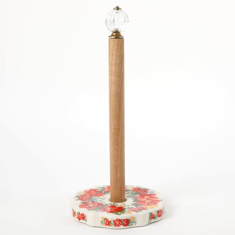 The Pioneer Woman Vintage Floral Paper Towel Holder with Rose Shadow Spoon Rest Set Kitchen Organiser