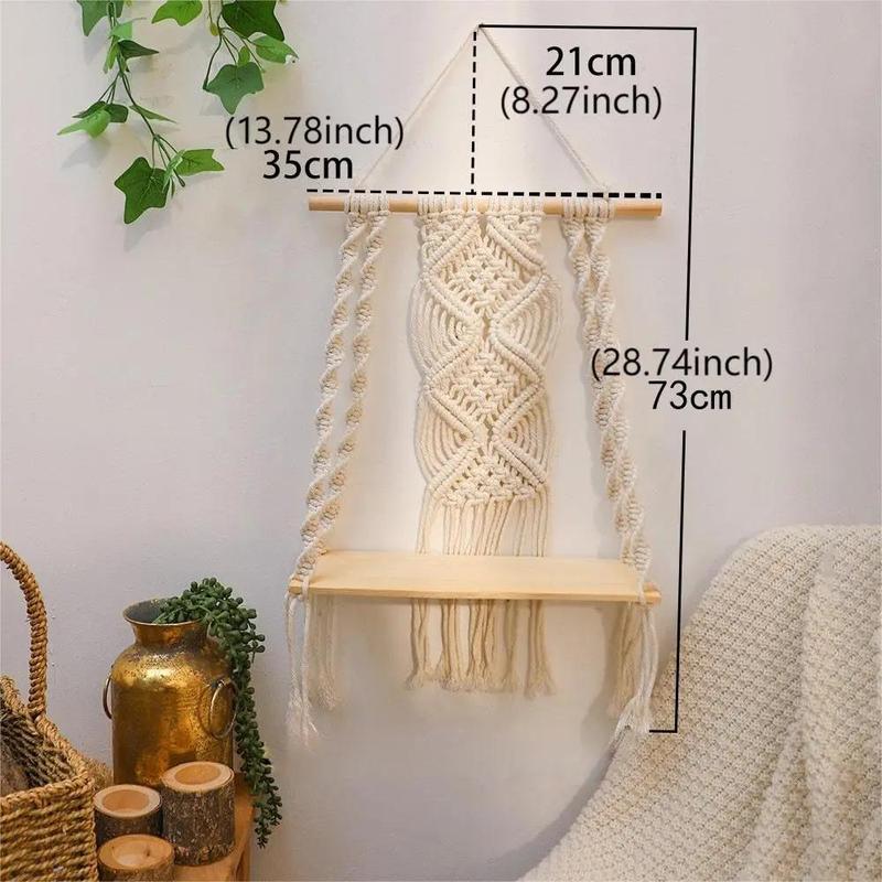 Woven Tassel Macrame Wall Hanging Shelf, High Hardness Stable Flower Pot Plant Stand, Room Decoration Essential