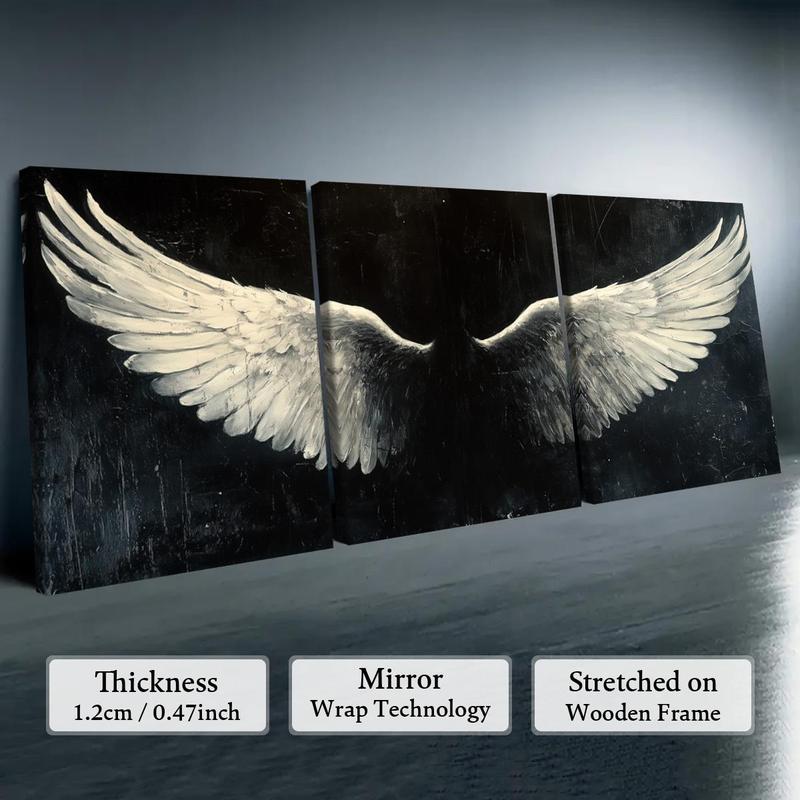 Angel Wings Pattern Canvas Painting with Frame, 3 Counts Modern Wall Art Painting Decoration, Canvass Wall Art Decor for Home Living Room Bedroom Office, Home Decor