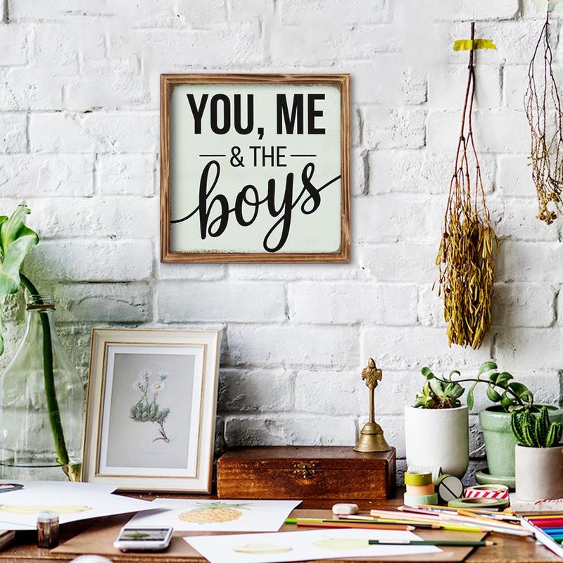 You, Me & The Boys Wooden Sign, Modern Wall Art Decoration, Wall Decor for Home Farmhouse Living Room, Gift for Friend