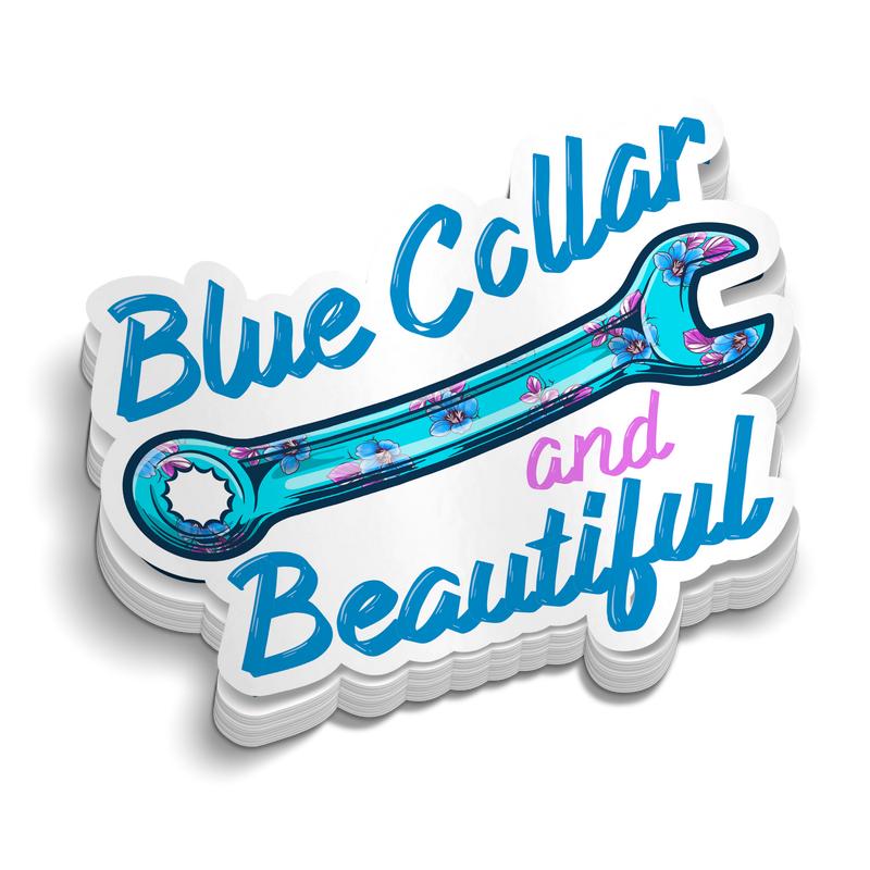 Ladies Blue Collar Hard Hat Sticker Pack Decor Decorative Waterproof