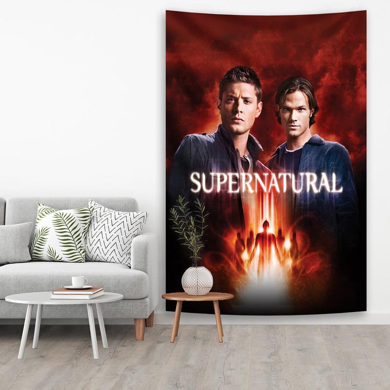 Classic Tv Supernaturals Characters Winchester Brothers Psychedelic Tapestry Boho Hanging Decor Summer Beach Towel Shawls tapestry for bedroom University Dormitory