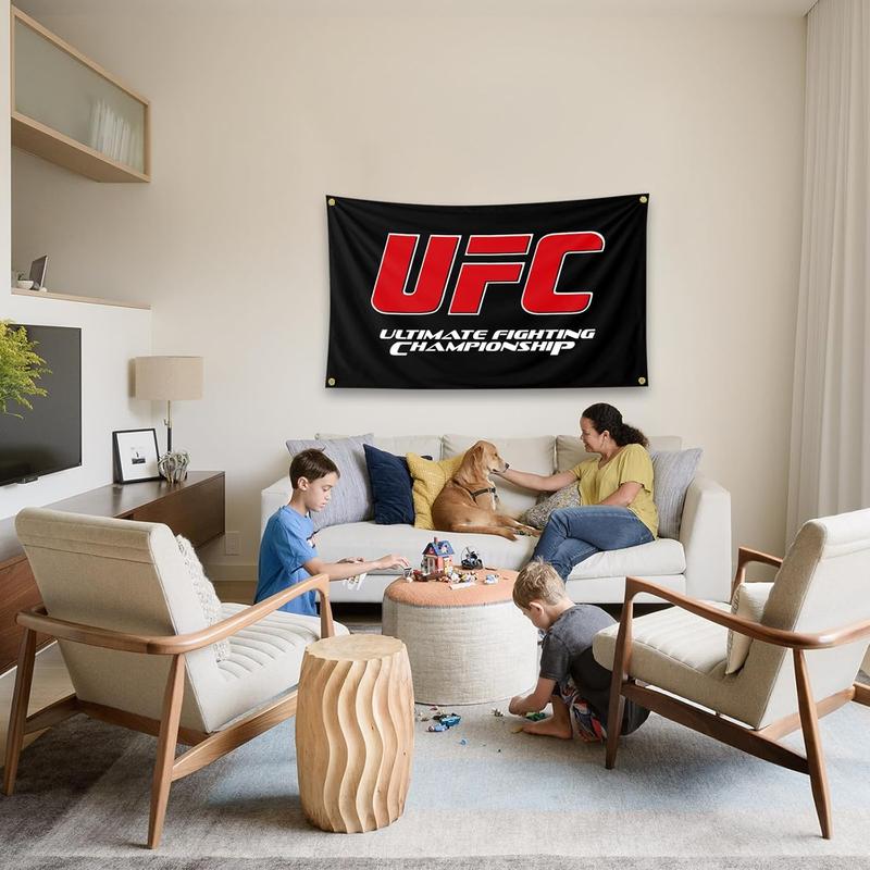 UFC Ultimate Fighting Champion Black Background Art Tapestry 3×5FT Bedroom Wall Art Tapestry For Family Dormitory Living Room