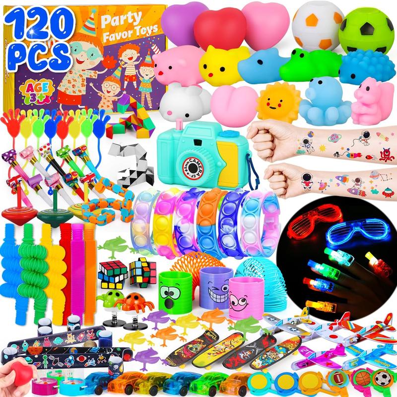 Christmas gift 120 Pcs Goodie Bag Stuffers, Pinata Stuffers, Treasure Box Toys for Classroom, Prize Box, Fidget Toys Bulk, Carnival Prizes and Party Favors for Kids