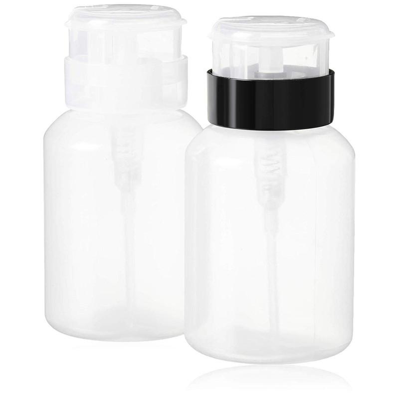 Nail Polish Remover Pump, 2 Pack Acetone Pump Dispenser, Alcohol Dispenser Push Down Empty Lockable Pump Dispenser Bottle Nail Polish and Makeup Remover, 200ml(6.8oz) Tool Container