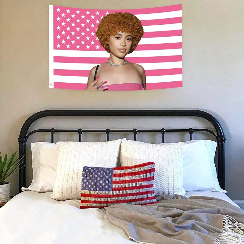 Rapper Spicy flag 3x5 Ft Outdoor Indoor,pink Icespice Poster American flag tapestry for Bedroom Living room dorm wall with Brass Grommets Vivid Color and Fade Proof Decorations