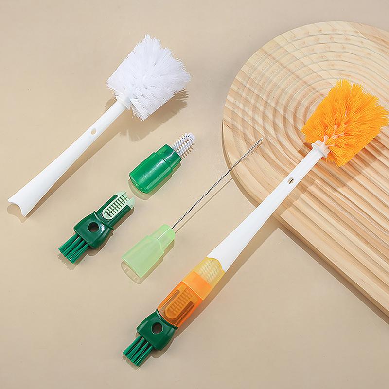 5 In1 Cartoon Bottle Brush Set Long Handle Home Multifunctional Cup Brush Cleaning Brush Head Kitchen Cleaning Accessories