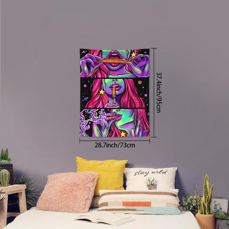 Fashion Women Pattern Tapestry, 1 Count Cartoon Anime Wall Hanging, Space Star Universe Tapestry, Aesthetic Decoration for Bedroom, Living Room