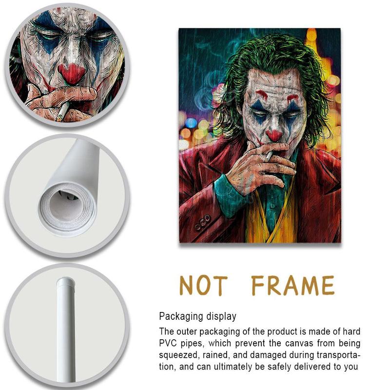 Joker Character Pattern Unframed Painting, 1 Count Modern Canvas Wall Art, Wall Decor for Home Living Room Bedroom Office School