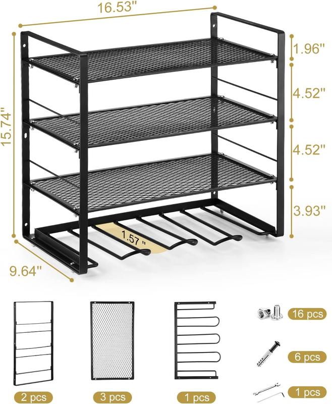 4 Layers Power Tool Organizer Alloy Steel Storage Rack Large Capacity Wall Mount Drill Rack Heavy Duty for Garage Guarantee