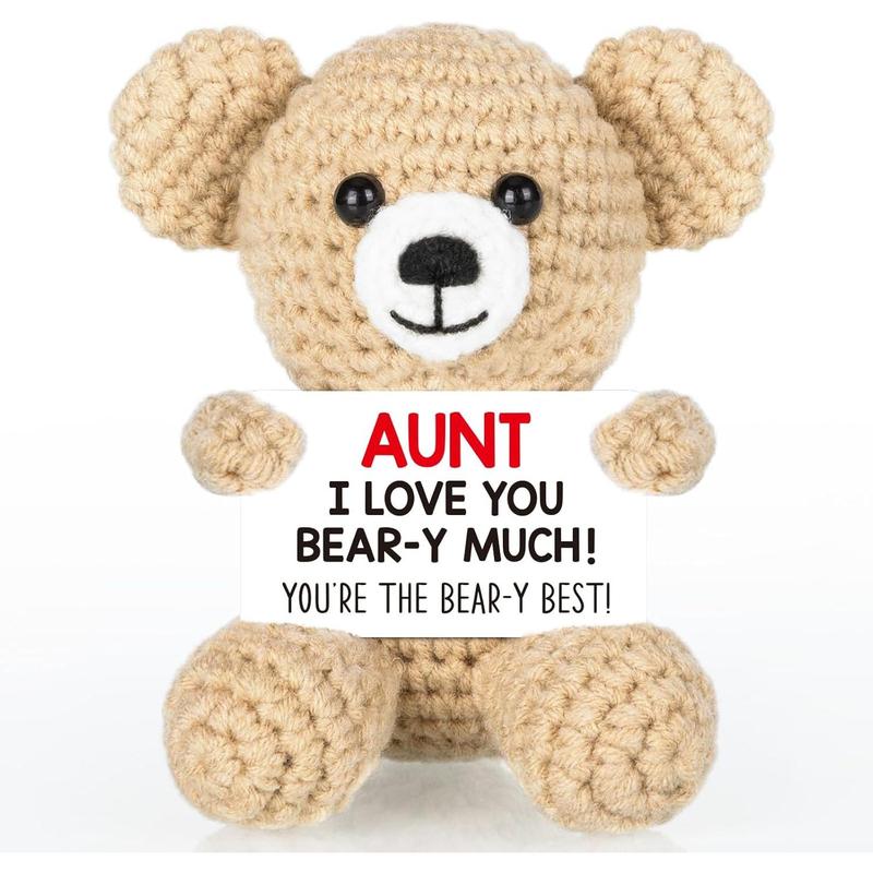 Bear Gifts for Aunt Christmas, Best Birthday Auntie Gift Idea for Aunts Aunty from Niece Nephew, I Love You Aunt Gifts Handmade Crochet Bear to My Aunt Thank You Gifts for Aunty