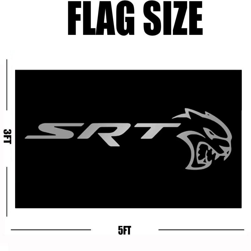 SRT Car Logo 3x5Ft Flag Tapestry with 4 Brass Grommets for Man Cave College Dorm Room Decor Outdoor Wall Hanging Banner