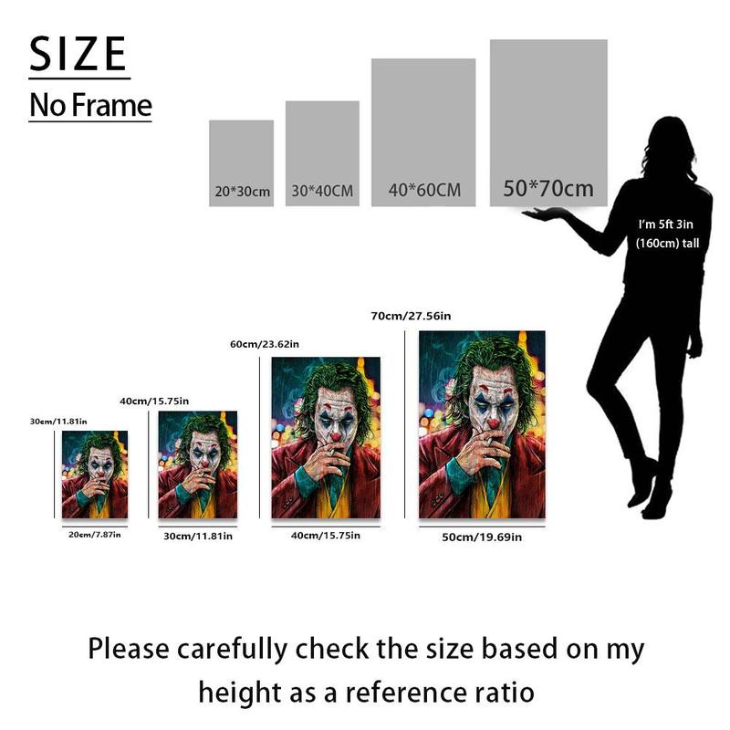 Joker Character Pattern Unframed Painting, 1 Count Modern Canvas Wall Art, Wall Decor for Home Living Room Bedroom Office School