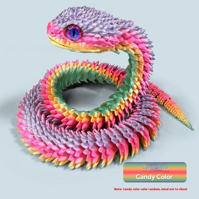 3D Printed Snake Statue, 1 Count Colorful Gradient Design Snake Ornament, Joint Movable Snake Decoration, Party Gift for Friends