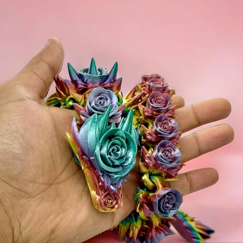 3D Printed Articulated Rose Dragon, Different sizes Available, Rainbow Colors Available Gift Lover