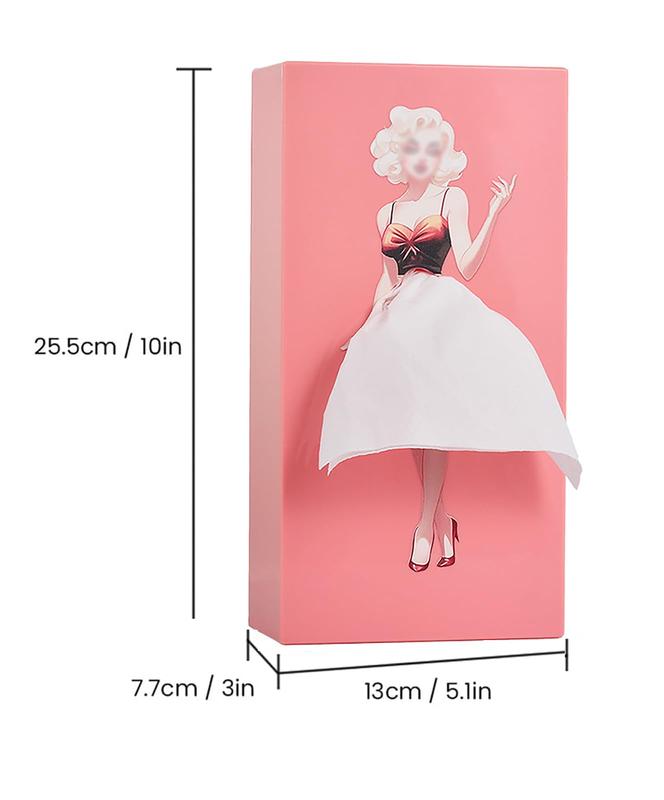 Creative Lady Pulling Skirt Tissue Holder Box Cover, Girl's Long Skirt Tissue Box-Soaring Skirt Tissue Box Tissue, Creative Tissue Box Cover, Short Skirt Girl Cartoon Tissue Box, Tissue Cover Case Paper Dispenser for Home Office and Car