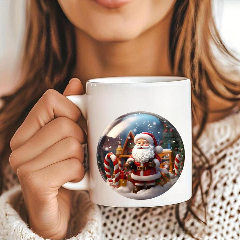 Round Christmas Snow Globe Ornament, 24pcs set DIY UV DTF Transfer Sticker, Glass Jar Coffee Cup Decoration, Winter Holidays Greeting Cards Decal Sticker