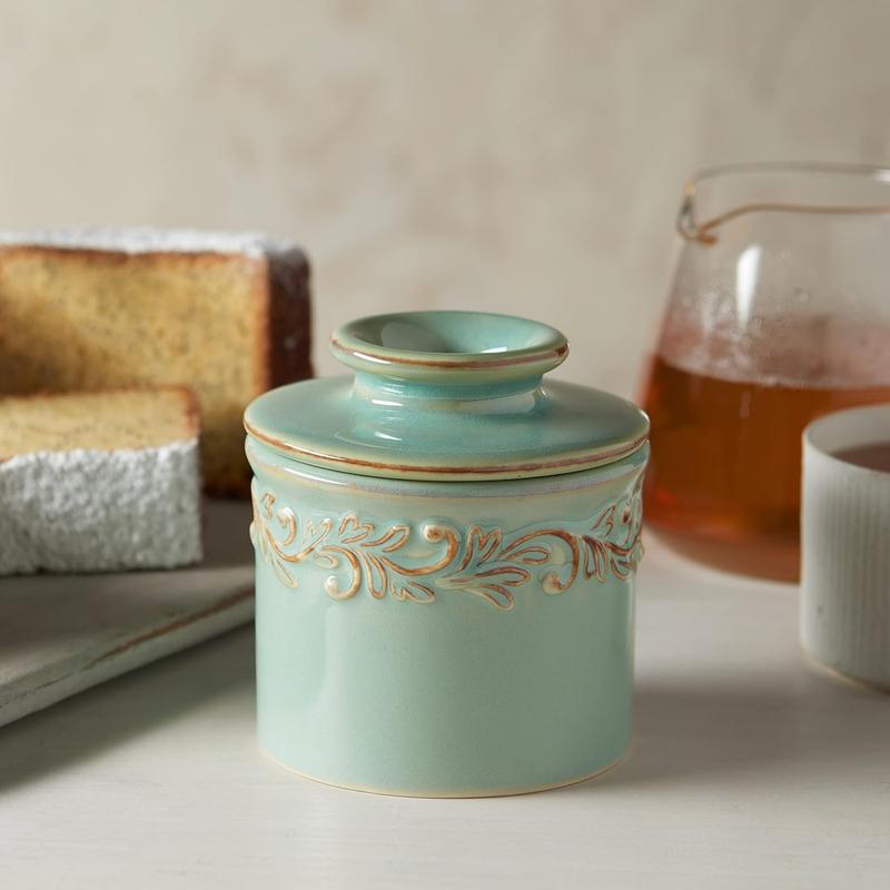 The Original crock,a Countertop French Ceramic Butter Dish Keeper for Spreadable Butter, Antique Collection