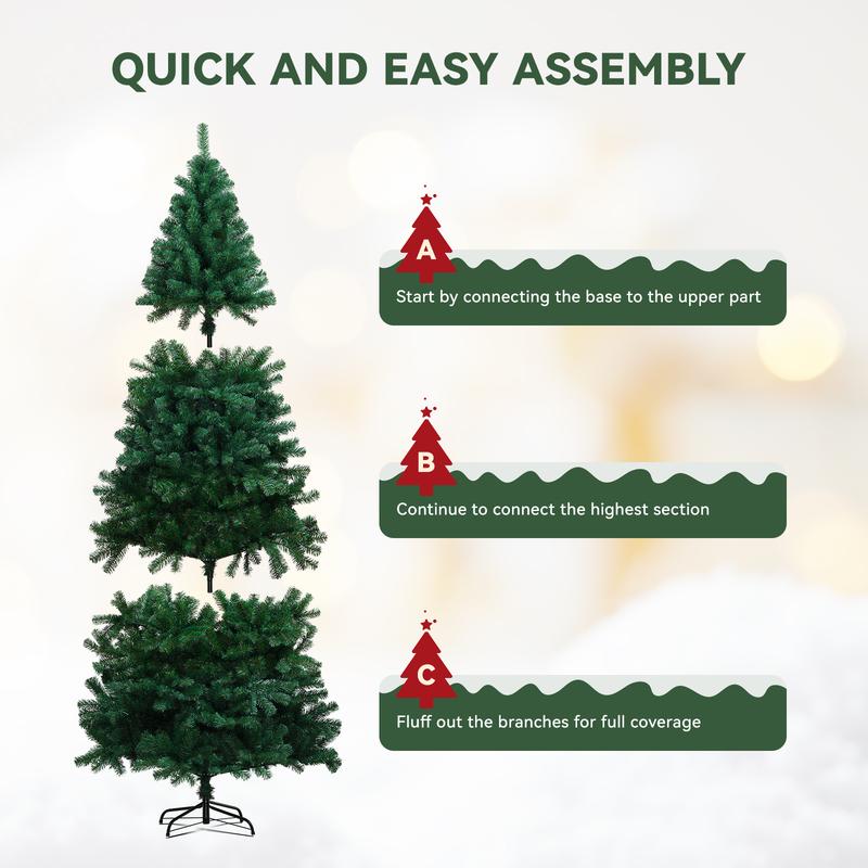 GTPLAYER 6.5ft Spruce Artificial Holiday Christmas Tree with 800 Branch Tips, Party Decoration Tree with Foldable Design Ornaments