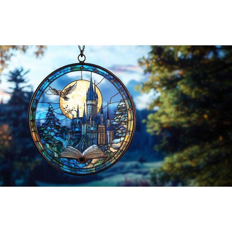 HGWs Wizard Castle Suncatcher, Hogwarts-Inspired Acrylic Ornament, Perfect Bookish Home Decor and Gift for Wizarding World and Book Lovers