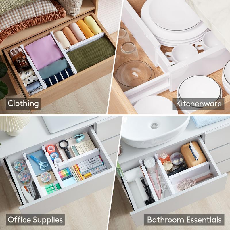 Lifewit Drawer Dividers - Plastic Organizers for Clothes, Expandable Dresser Separators in Home Organization