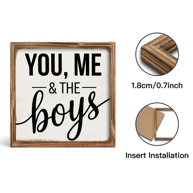 You, Me & The Boys Wooden Sign, Modern Wall Art Decoration, Wall Decor for Home Farmhouse Living Room, Gift for Friend