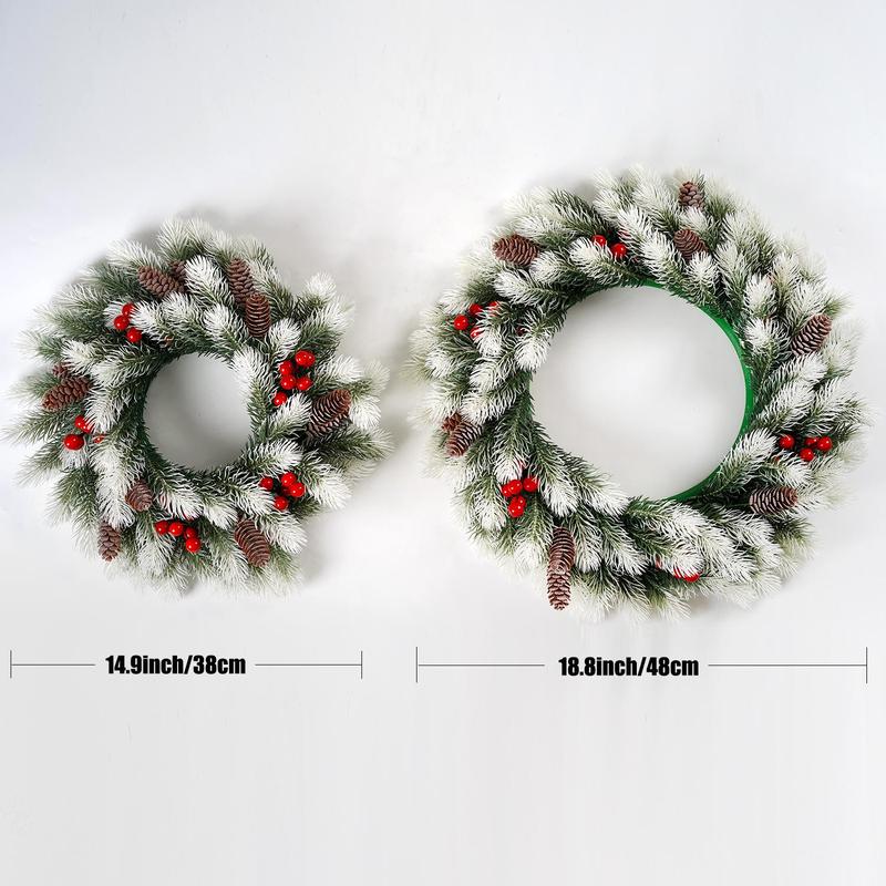 Artificial Pine Cone Berries Wreath, 1 Count Holiday Christmas Wreath for Front Door, Wall Decor Indoor Outdoor, Festive & Party Supplies