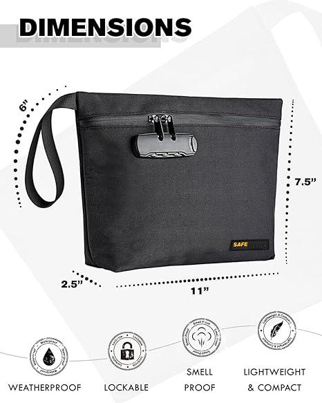 SafeDelux Smell proof Bag with Combination Lock 11.5x8.6 Inch Odor-proof Container Carbon Lining, Durable Organizer Cases–Great Gift for Father's Day Pouch Friend