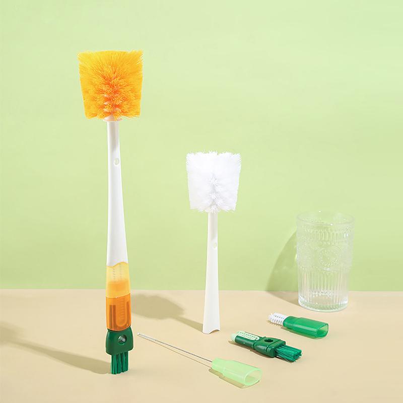 5 In1 Cartoon Bottle Brush Set Long Handle Home Multifunctional Cup Brush Cleaning Brush Head Kitchen Cleaning Accessories