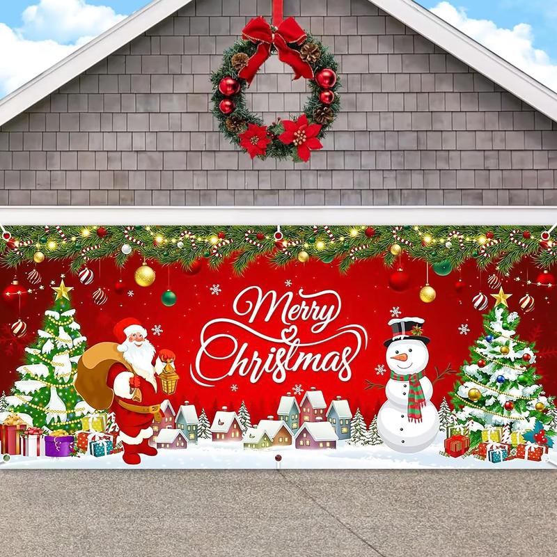 Christmas Garage Door Cover, 6 x 13 ft Christmas Backdrop Merry Christmas Banner Large Christmas Garage Door Decorations Holiday Party Supplies for Indoor Outdoor Winter Decor