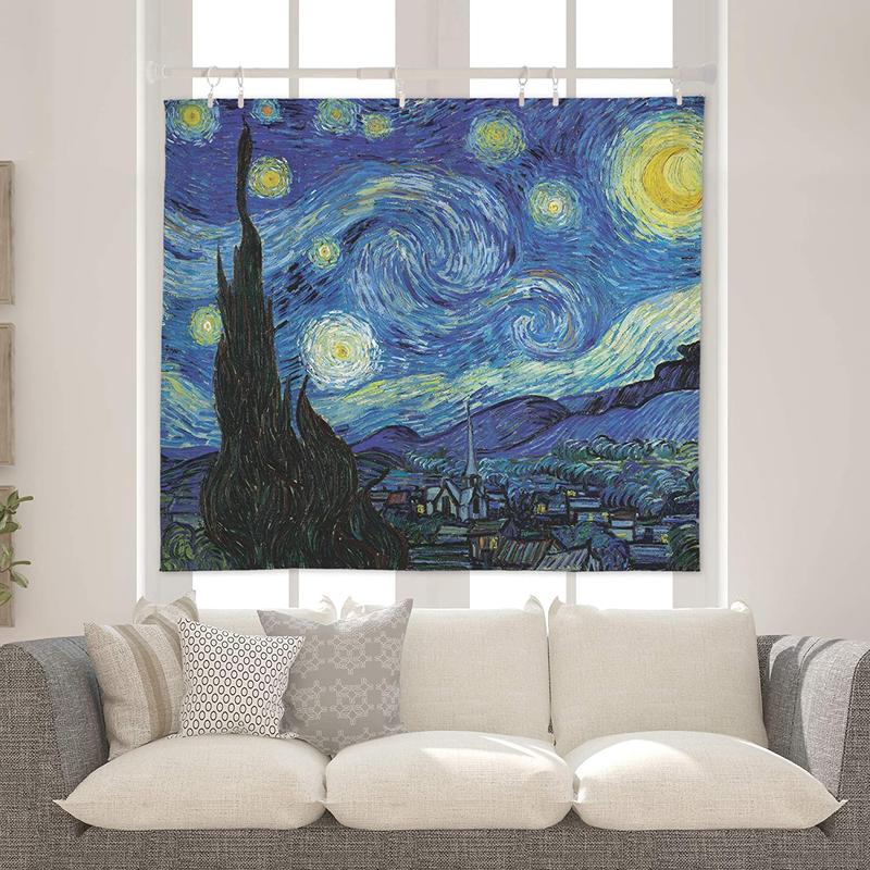 Sinsoledad Blacklight Tapestry Classical Starry Night UV Reactive Wall Art Black Light Poster Van Gogh Wall Decoration for Bedroom Aesthetic Glow in The Dark Home Decor