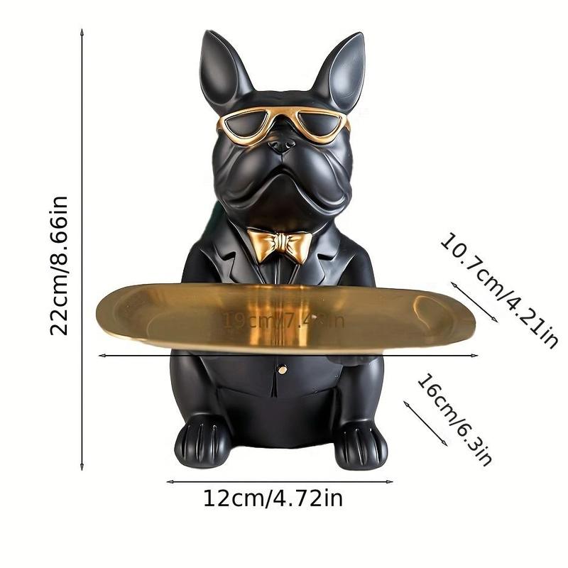 Cute Bulldog Shaped Ornament, 1 Count Creative Resin Key Candy Sundries Storage Tray, Decorative Ornament for Home Living Room Bedroom Dining Room Dormitory Office