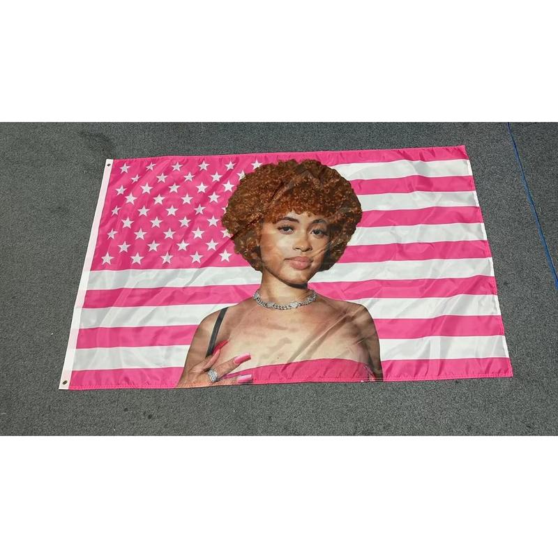 Rapper Spicy flag 3x5 Ft Outdoor Indoor,pink Icespice Poster American flag tapestry for Bedroom Living room dorm wall with Brass Grommets Vivid Color and Fade Proof Decorations