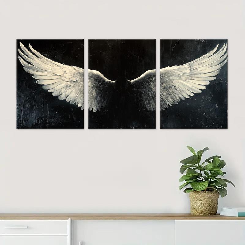 Angel Wings Pattern Canvas Painting with Frame, 3 Counts Modern Wall Art Painting Decoration, Canvass Wall Art Decor for Home Living Room Bedroom Office, Home Decor