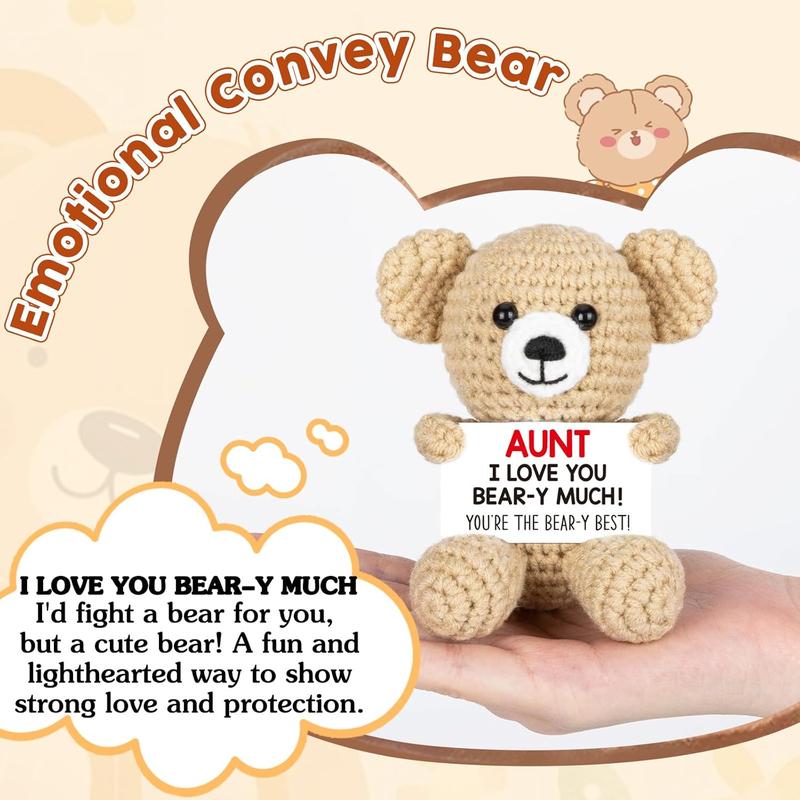 Bear Gifts for Aunt Christmas, Best Birthday Auntie Gift Idea for Aunts Aunty from Niece Nephew, I Love You Aunt Gifts Handmade Crochet Bear to My Aunt Thank You Gifts for Aunty