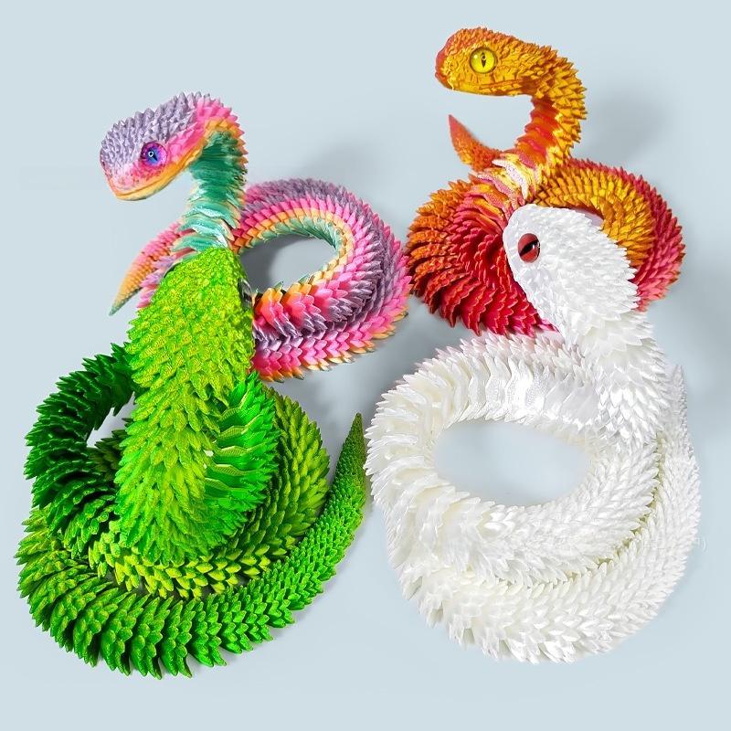 3D Printed Snake Statue, 1 Count Colorful Gradient Design Snake Ornament, Joint Movable Snake Decoration, Party Gift for Friends