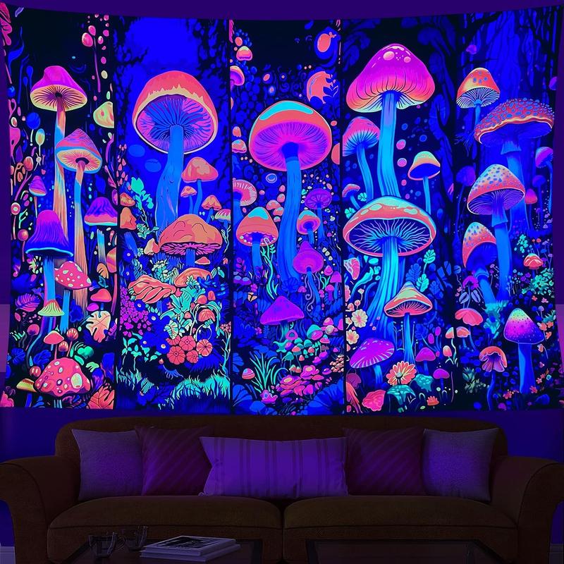 Black Light Art Halloween Wall Decor Trippy Blacklight Horror Face Tapestry, UV Reactive Tapestries Glow in The Dark Party Tapestry for Bedroom, Living Room (28