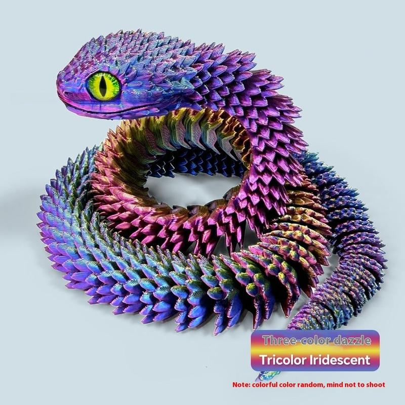 3D Printed Snake Statue, 1 Count Colorful Gradient Design Snake Ornament, Joint Movable Snake Decoration, Party Gift for Friends