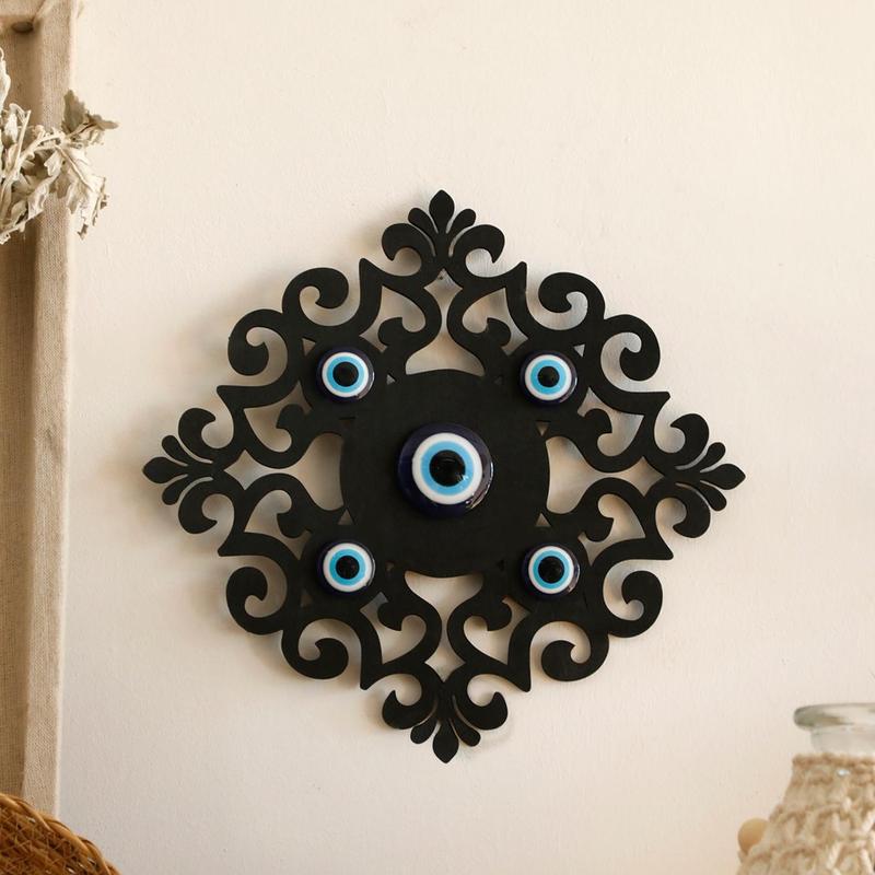 Evil Eye Design Round Wall Art, 1 Count Wooden Hollow out Wall Decor for Home Office