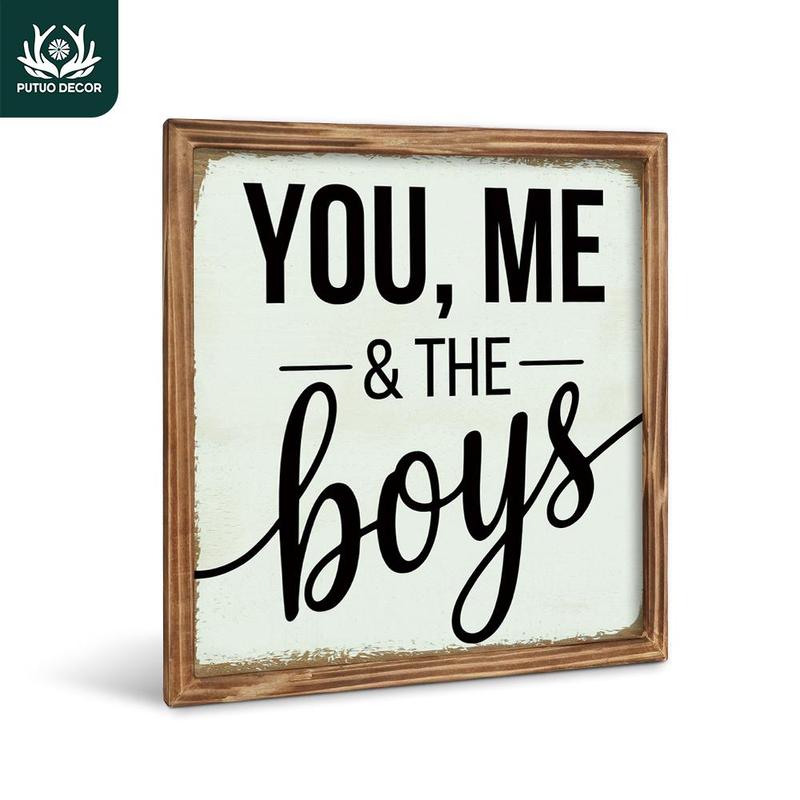 You, Me & The Boys Wooden Sign, Modern Wall Art Decoration, Wall Decor for Home Farmhouse Living Room, Gift for Friend