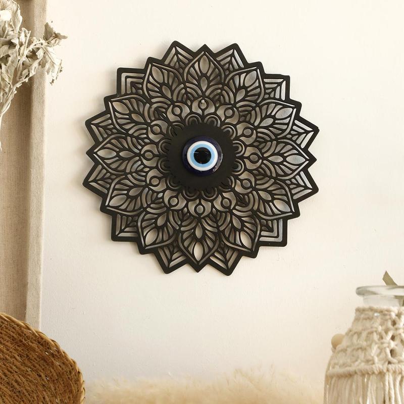 Evil Eye Design Round Wall Art, 1 Count Wooden Hollow out Wall Decor for Home Office