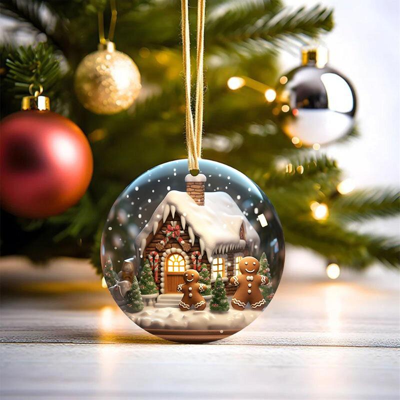 Round Christmas Snow Globe Ornament, 24pcs set DIY UV DTF Transfer Sticker, Glass Jar Coffee Cup Decoration, Winter Holidays Greeting Cards Decal Sticker