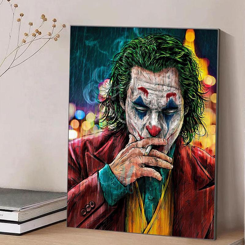 Joker Character Pattern Unframed Painting, 1 Count Modern Canvas Wall Art, Wall Decor for Home Living Room Bedroom Office School