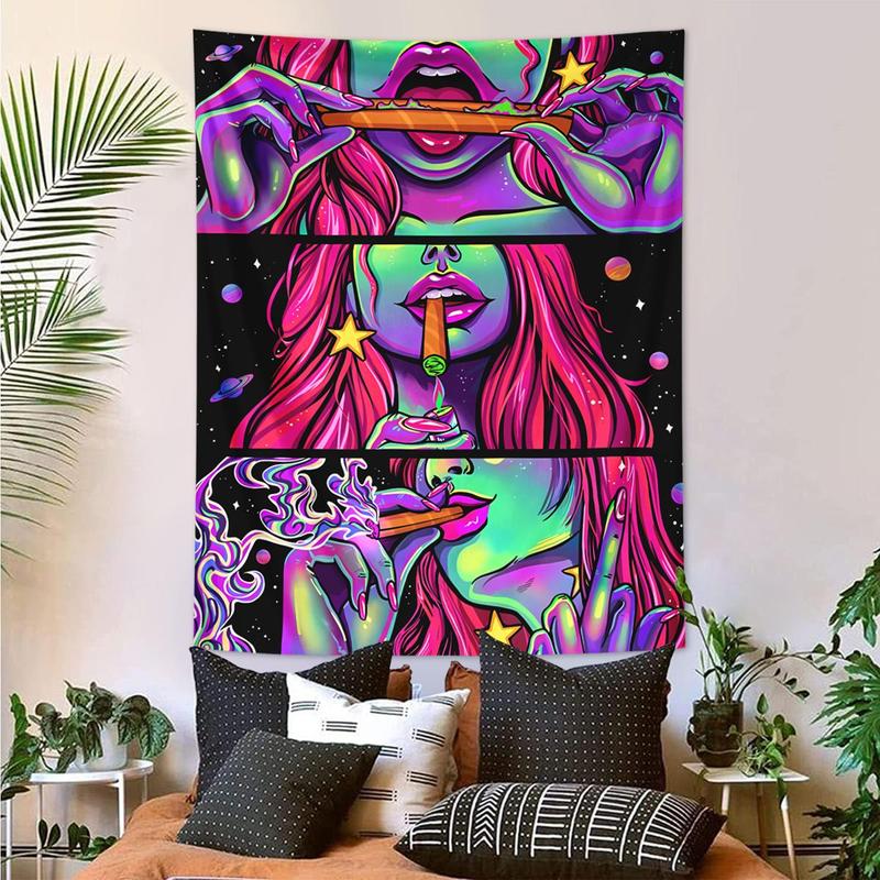 Fashion Women Pattern Tapestry, 1 Count Cartoon Anime Wall Hanging, Space Star Universe Tapestry, Aesthetic Decoration for Bedroom, Living Room